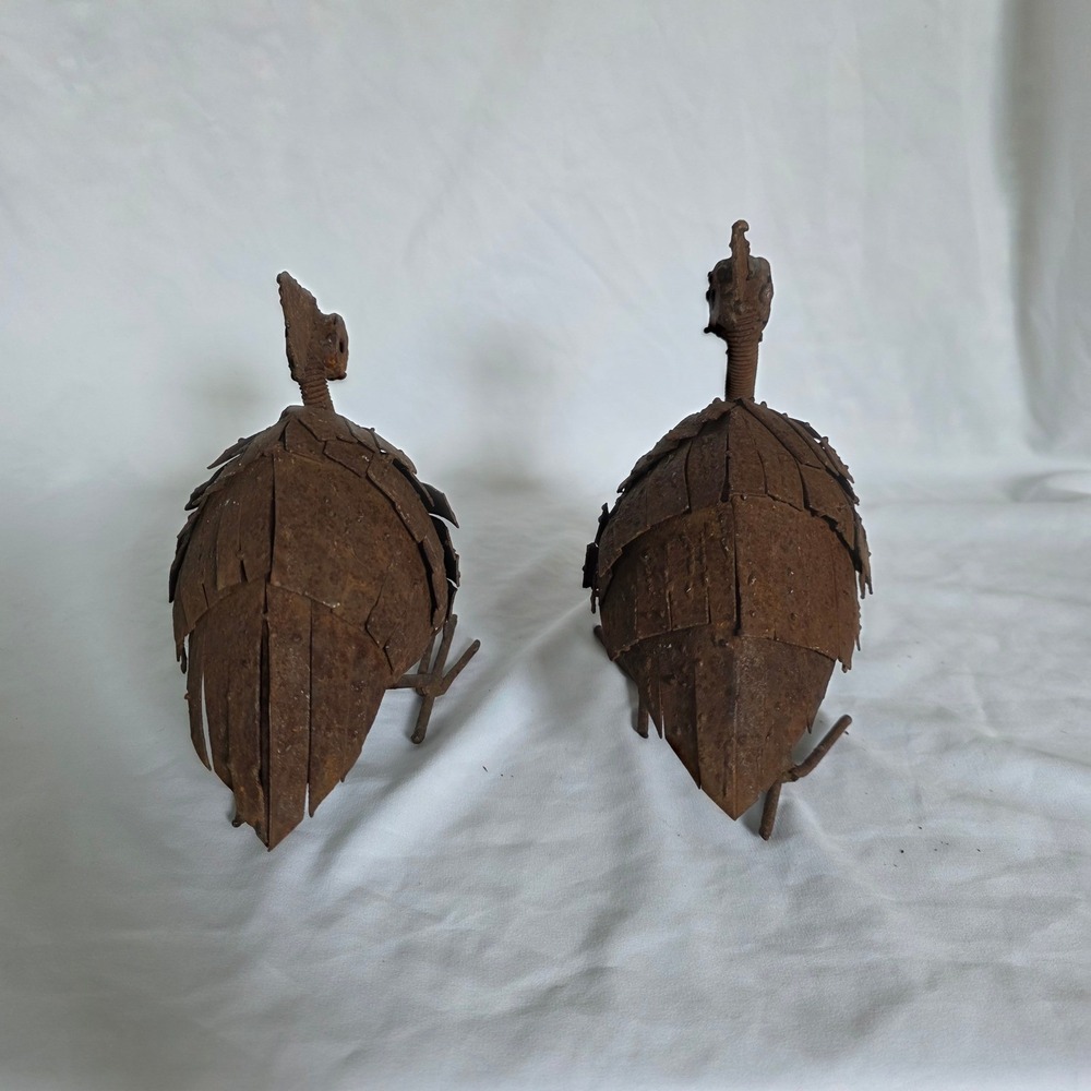 Brutalist-Style Rustic Welded Metal Bird Sculpture Set Folk Art Garden Statues - Picture 9 of 16